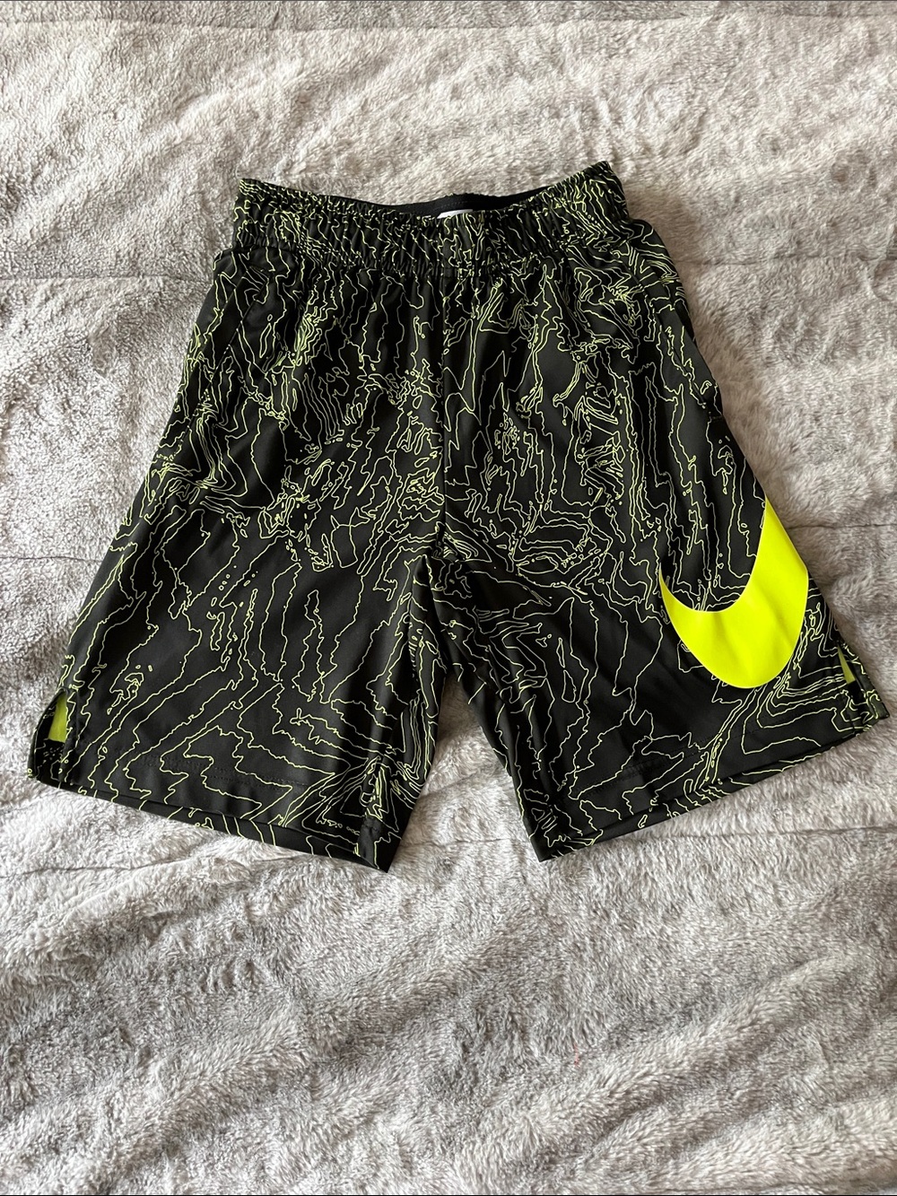 Nike Black & Volt Patterned Athletic Shorts